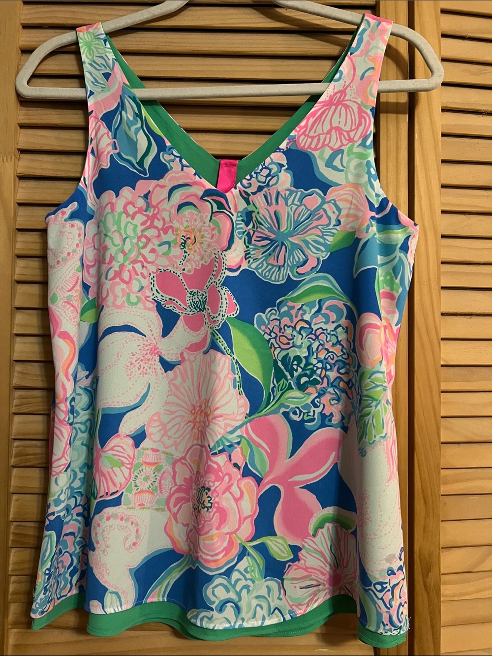Lilly Pulitzer Blue, Pink & Green Floral V-Neck Camisole